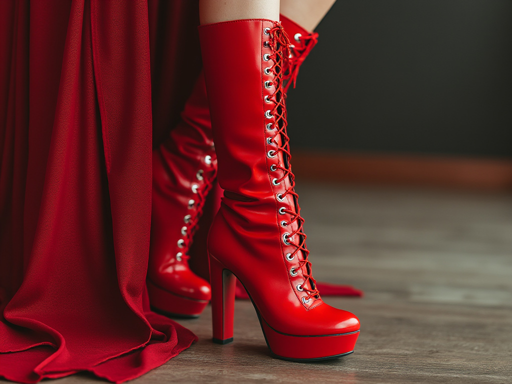 dominatrix red boots